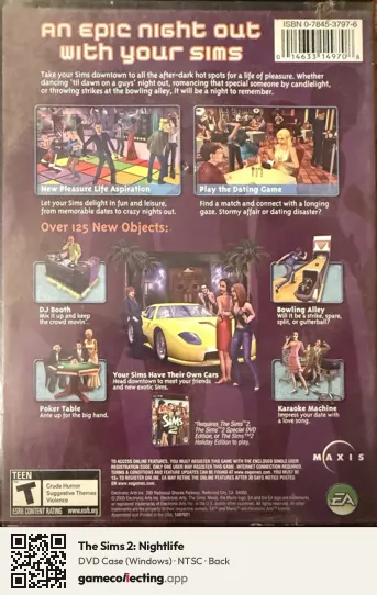 The Sims 2: Nightlife Computer, NTSC box back