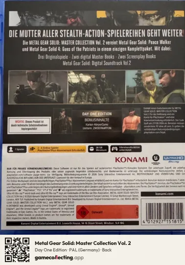 Metal Gear Solid: Master Collection Vol. 2 PlayStation 5, Germany box back