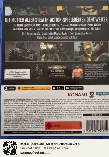 Metal Gear Solid: Master Collection Vol. 2 PlayStation 5, Germany box back