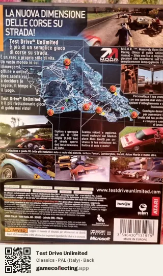 Test Drive Unlimited Xbox 360, Italy box back