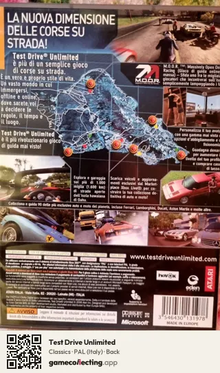 Test Drive Unlimited Xbox 360, Italy box back