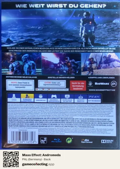 Mass Effect: Andromeda PlayStation 4, Germany box back