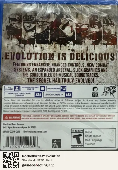 Rocketbirds 2: Evolution PlayStation Vita, NTSC box back