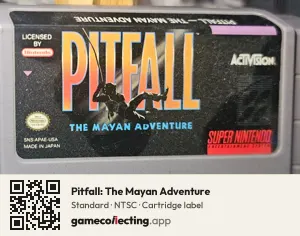Pitfall: The Mayan Adventure Super Nintendo Entertainment System, NTSC cartridge label