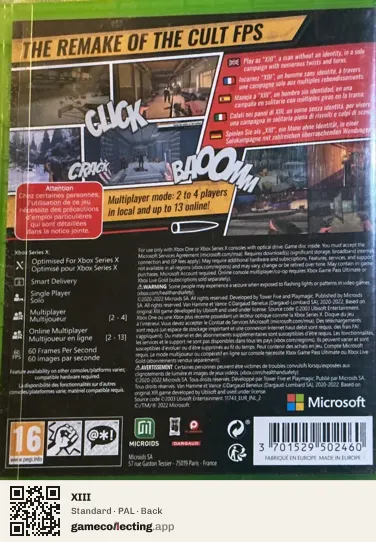 XIII Xbox Series X, PAL box back