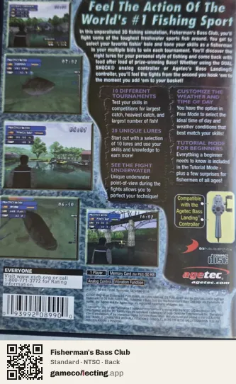 Fisherman's Bass Club PlayStation 2, NTSC box back
