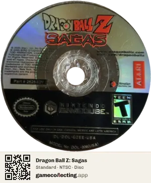 Dragon Ball Z: Sagas Nintendo GameCube, NTSC disc
