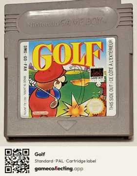 Golf Game Boy, PAL cartridge label