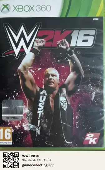 WWE 2K16 Xbox 360, PAL box front