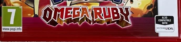 Pokémon Omega Ruby, the PEGI square on its front