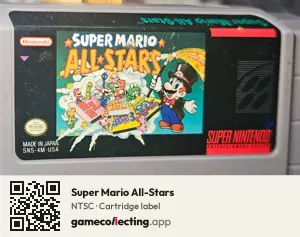 Super Mario All-Stars Super Nintendo Entertainment System, NTSC cartridge label