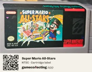 Super Mario All-Stars Super Nintendo Entertainment System, NTSC cartridge label