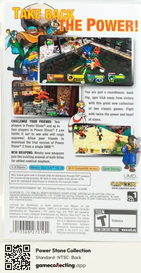 Power Stone Collection PlayStation Portable, NTSC box back