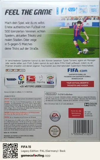 FIFA 15 Nintendo Wii, Germany box back