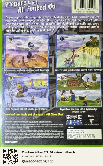 ToeJam & Earl III: Mission to Earth Xbox, NTSC box back