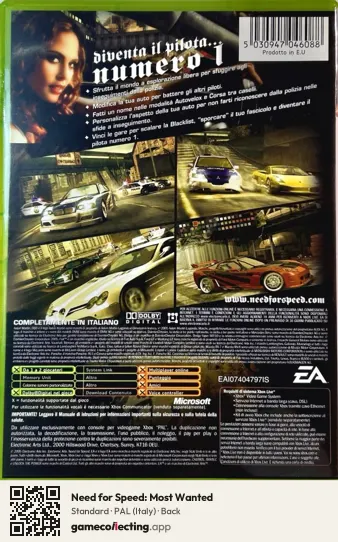 Need for Speed: Most Wanted Xbox, Italy box back