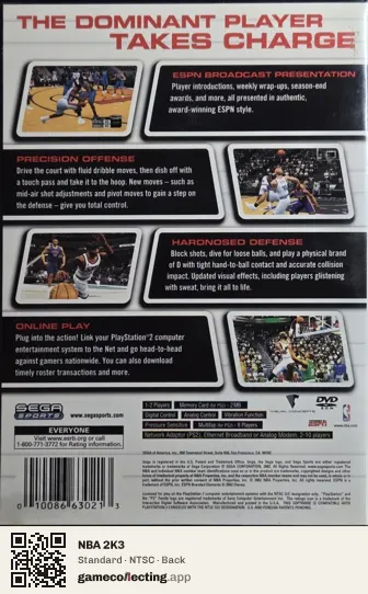 NBA 2K3 PlayStation 2, NTSC box back