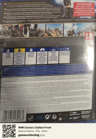 WWI Isonzo: Italian Front PlayStation 4, PAL box back