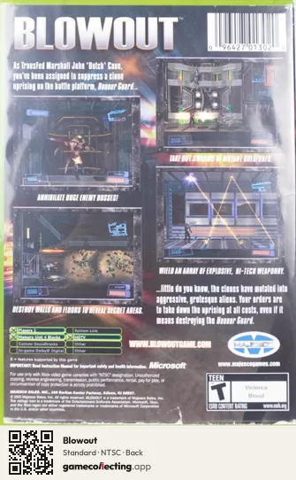 Blowout Xbox, NTSC box back