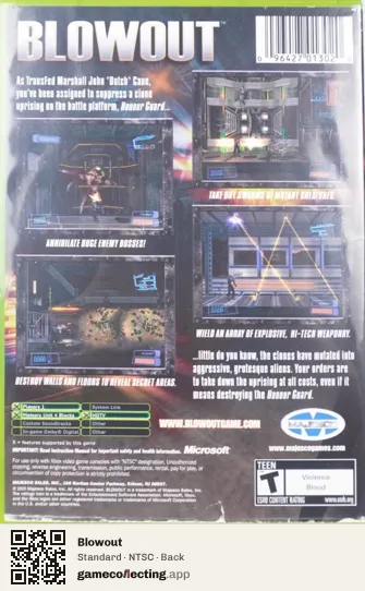 Blowout Xbox, NTSC box back