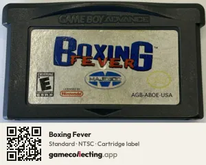 Boxing Fever Game Boy Advance, NTSC cartridge label