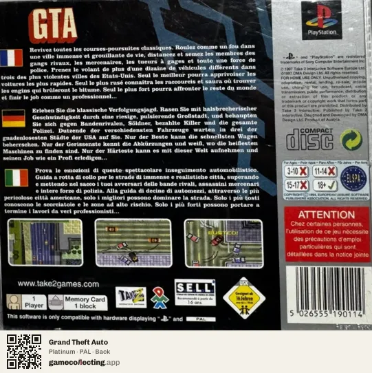 Grand Theft Auto PlayStation, PAL box back