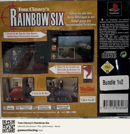 Tom Clancy's Rainbow Six PlayStation, Germany box back
