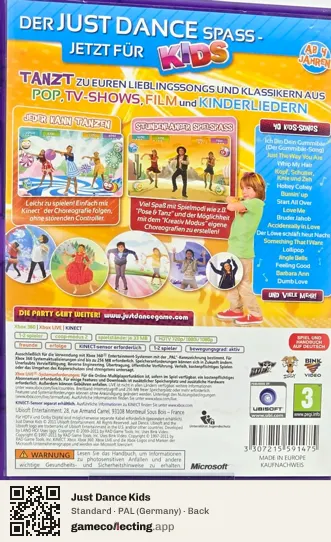 Just Dance Kids Xbox 360, Germany box back