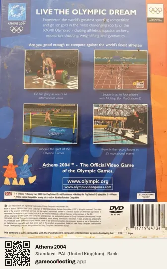 Athens 2004 PlayStation 2, United Kingdom box back