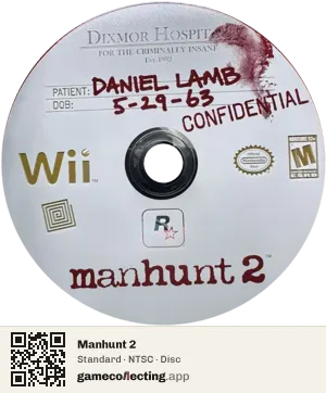 Manhunt 2 Nintendo Wii, NTSC disc