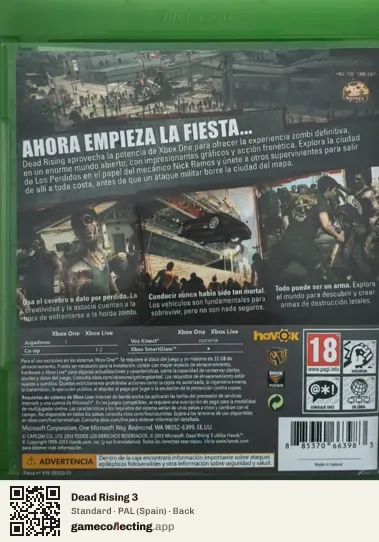 Dead Rising 3 Xbox One, Spain box back