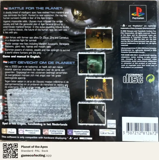 Planet of the Apes PlayStation, PAL box back