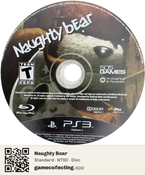 Naughty Bear PlayStation 3, NTSC disc