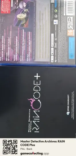 Master Detective Archives: RAIN CODE Plus PlayStation 5, PAL box back