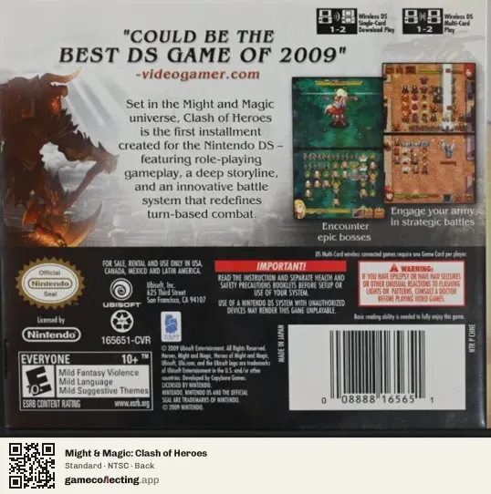 Might & Magic: Clash of Heroes Nintendo DS, NTSC box back
