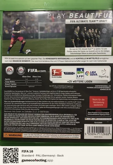 FIFA 16 Xbox One, Germany box back
