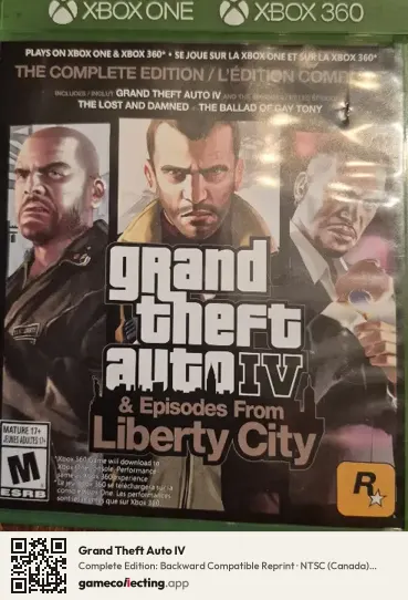 Grand Theft Auto IV Xbox 360, Canada box front