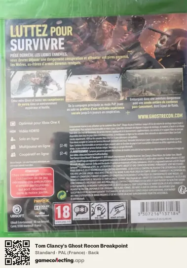 Tom Clancy's Ghost Recon Breakpoint Xbox One, France box back