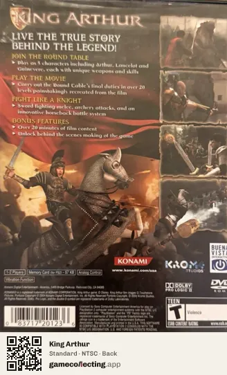 King Arthur PlayStation 2, NTSC box back