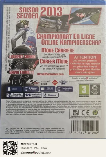 MotoGP 13 PlayStation Vita, PAL box back