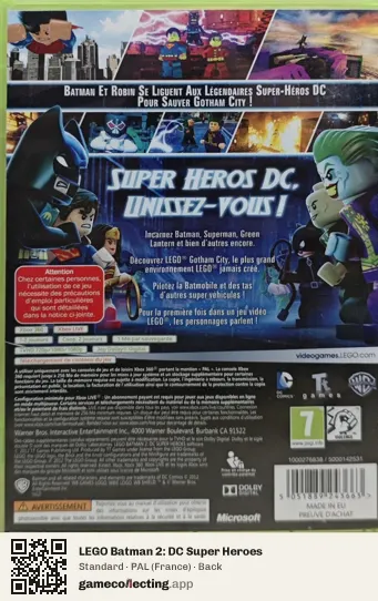 LEGO Batman 2: DC Super Heroes Xbox 360, France box back