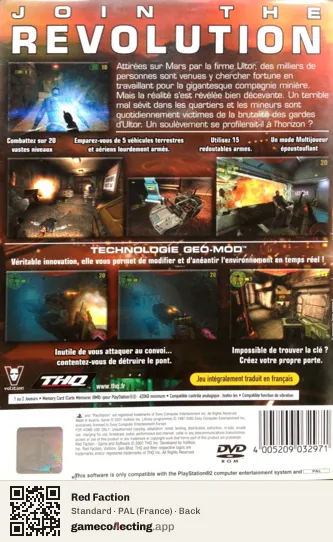 Red Faction PlayStation 2, France box back