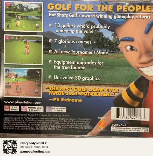 Everybody's Golf 2 PlayStation, NTSC box back
