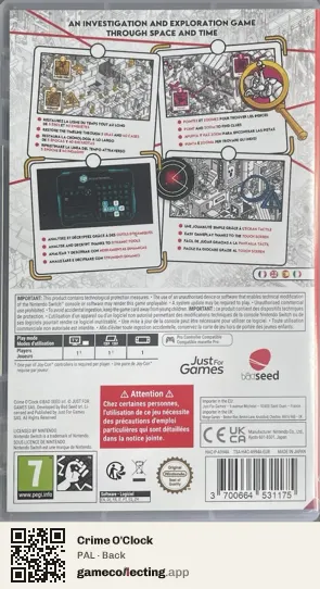 Crime O'Clock Nintendo Switch, PAL box back