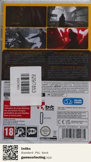Indika Nintendo Switch, PAL box back
