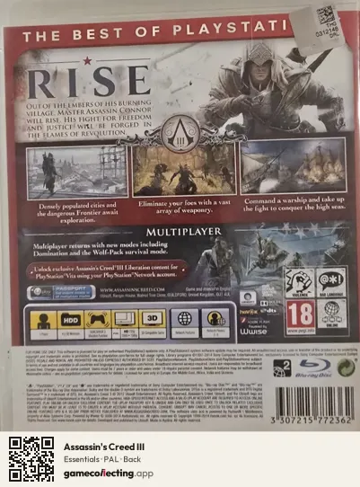 Assassin's Creed III PlayStation 3, PAL box back