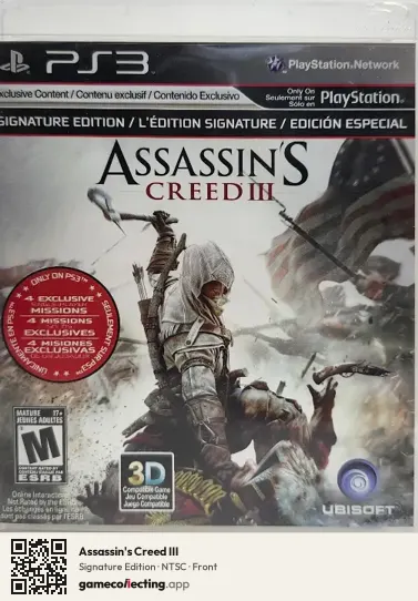 Assassin's Creed III PlayStation 3, NTSC box front