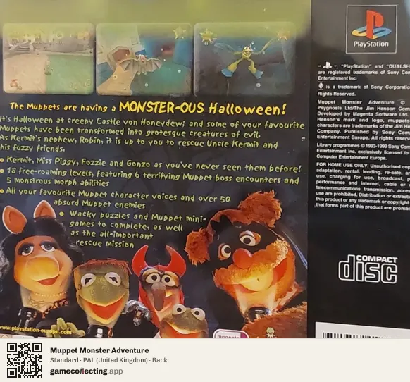 Muppet Monster Adventure PlayStation, United Kingdom box back