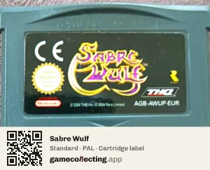 Sabre Wulf Game Boy Advance, PAL cartridge label