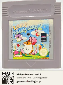 Kirby's Dream Land 2 Game Boy, PAL cartridge label